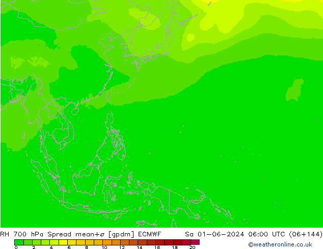 700 hPa Nispi Nem Spread ECMWF Cts 01.06.2024 06 UTC