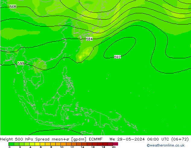 Height 500 hPa Spread ECMWF We 29.05.2024 06 UTC