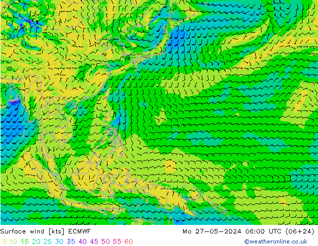 Surface wind ECMWF Po 27.05.2024 06 UTC