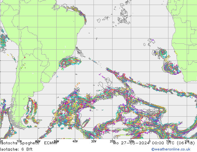 Isotachs Spaghetti ECMWF Mo 27.05.2024 00 UTC