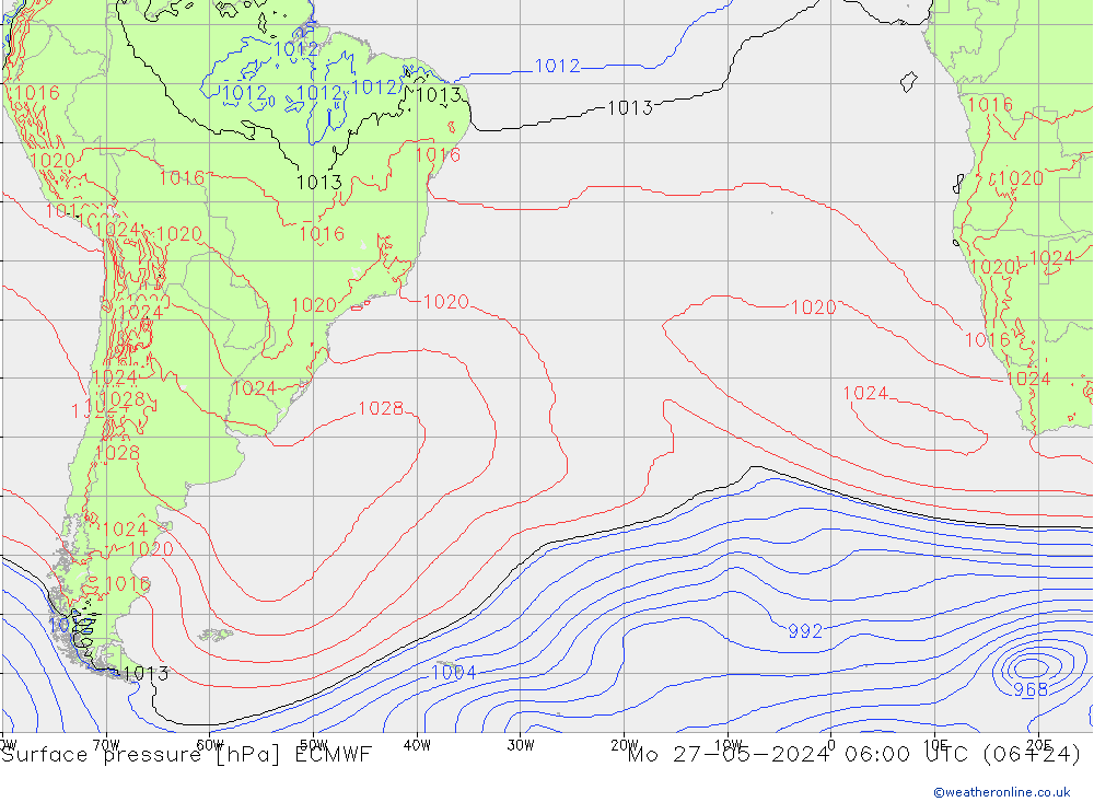 приземное давление ECMWF пн 27.05.2024 06 UTC