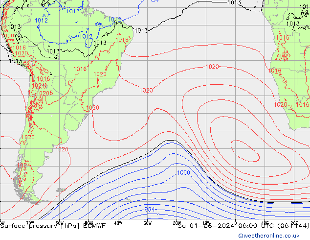 Atmosférický tlak ECMWF So 01.06.2024 06 UTC