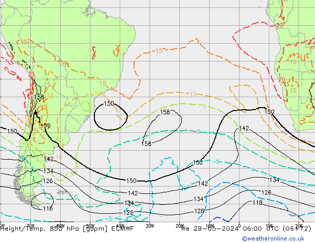 Height/Temp. 850 hPa ECMWF St 29.05.2024 06 UTC