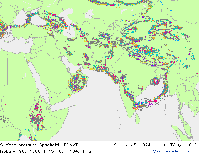 Surface pressure Spaghetti ECMWF Su 26.05.2024 12 UTC