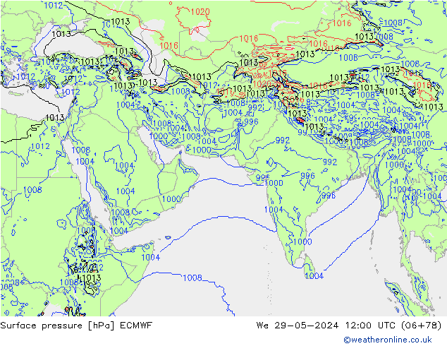 Luchtdruk (Grond) ECMWF wo 29.05.2024 12 UTC