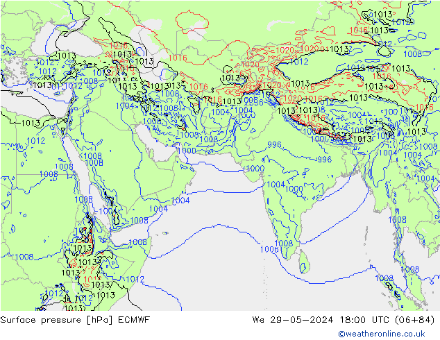 pressão do solo ECMWF Qua 29.05.2024 18 UTC