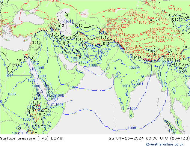 приземное давление ECMWF сб 01.06.2024 00 UTC