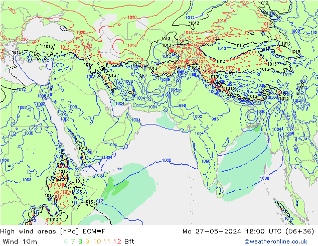 Izotacha ECMWF pon. 27.05.2024 18 UTC