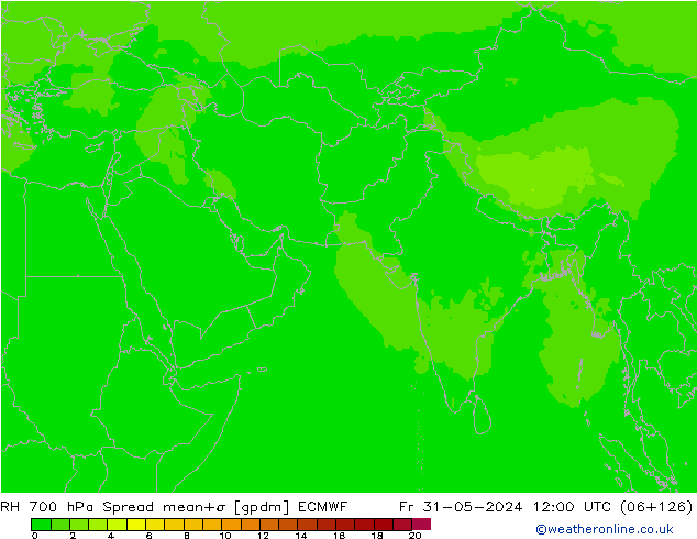 RH 700 hPa Spread ECMWF pt. 31.05.2024 12 UTC