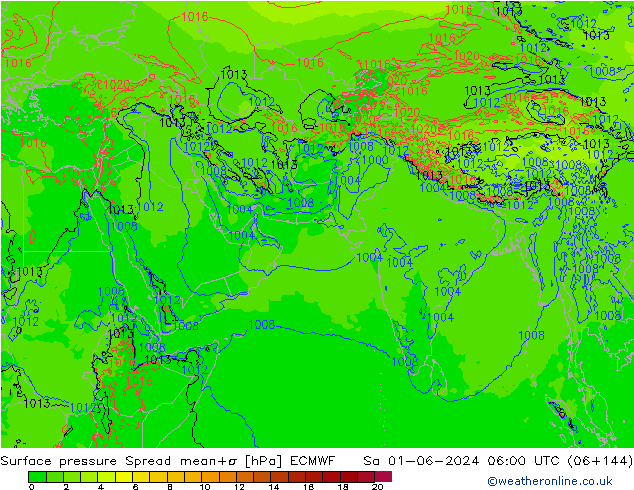 ciśnienie Spread ECMWF so. 01.06.2024 06 UTC