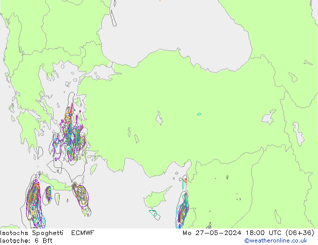 Isotachen Spaghetti ECMWF ma 27.05.2024 18 UTC