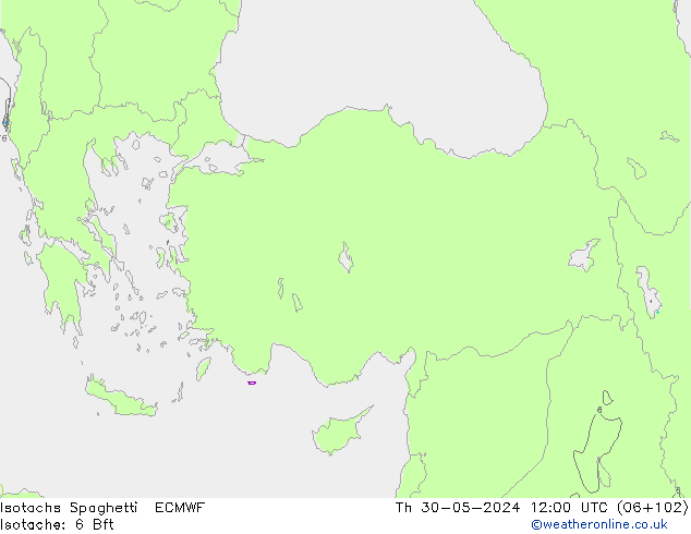 Isotachs Spaghetti ECMWF jeu 30.05.2024 12 UTC