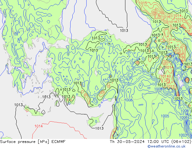 Surface pressure ECMWF Th 30.05.2024 12 UTC