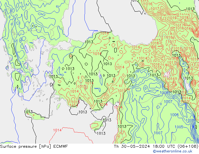 Surface pressure ECMWF Th 30.05.2024 18 UTC