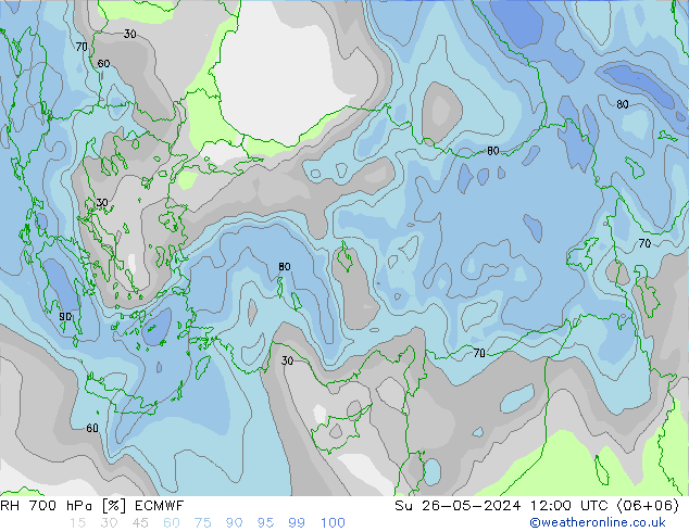 Humidité rel. 700 hPa ECMWF dim 26.05.2024 12 UTC