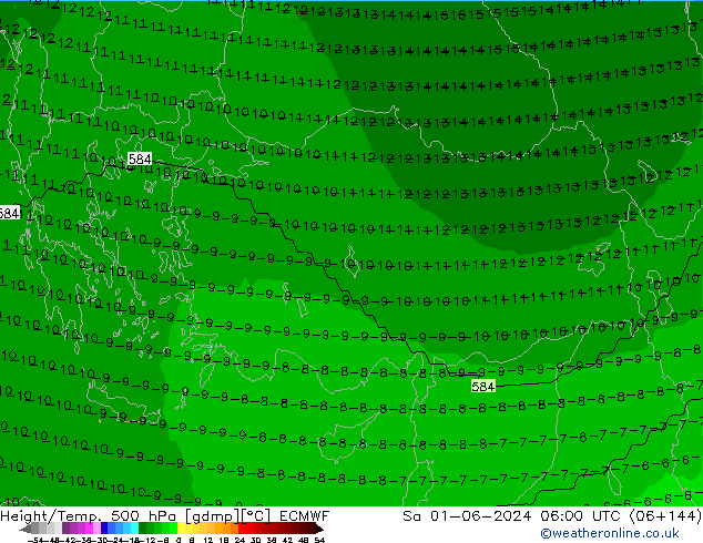 Height/Temp. 500 hPa ECMWF Sáb 01.06.2024 06 UTC