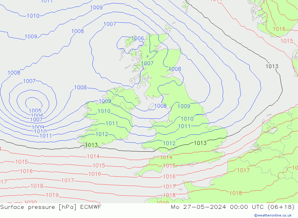 Luchtdruk (Grond) ECMWF ma 27.05.2024 00 UTC