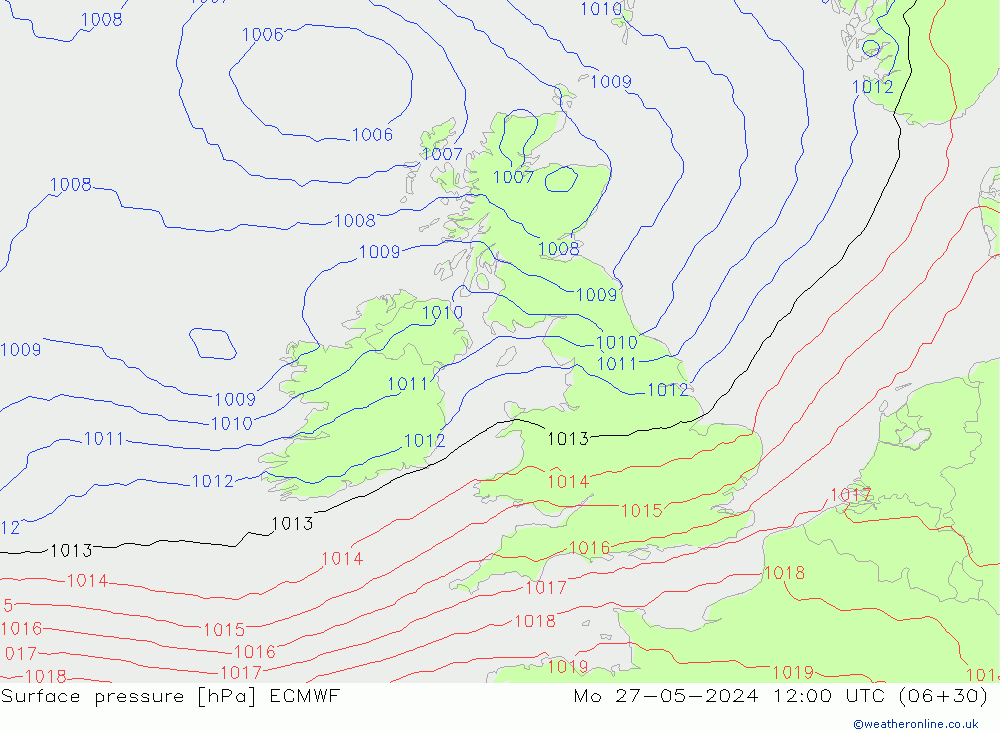 pressão do solo ECMWF Seg 27.05.2024 12 UTC