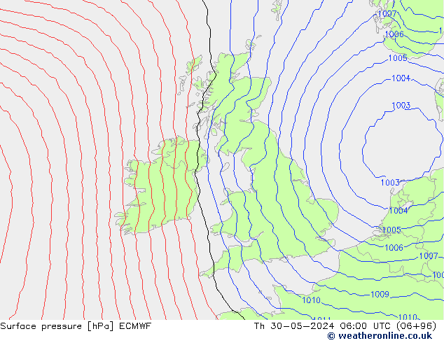 Surface pressure ECMWF Th 30.05.2024 06 UTC