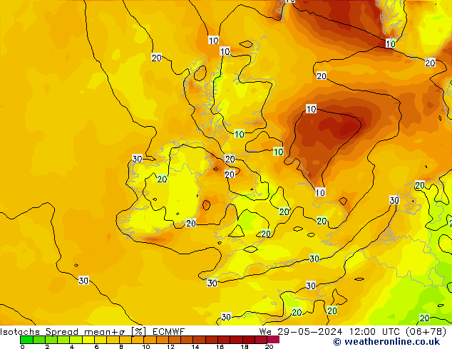 Isotachs Spread ECMWF St 29.05.2024 12 UTC