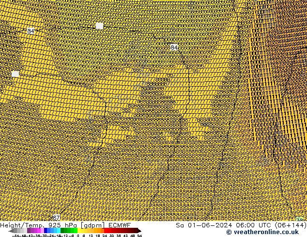 Height/Temp. 925 hPa ECMWF so. 01.06.2024 06 UTC