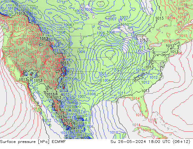 приземное давление ECMWF Вс 26.05.2024 18 UTC