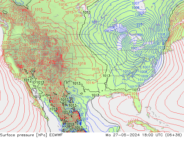 ciśnienie ECMWF pon. 27.05.2024 18 UTC