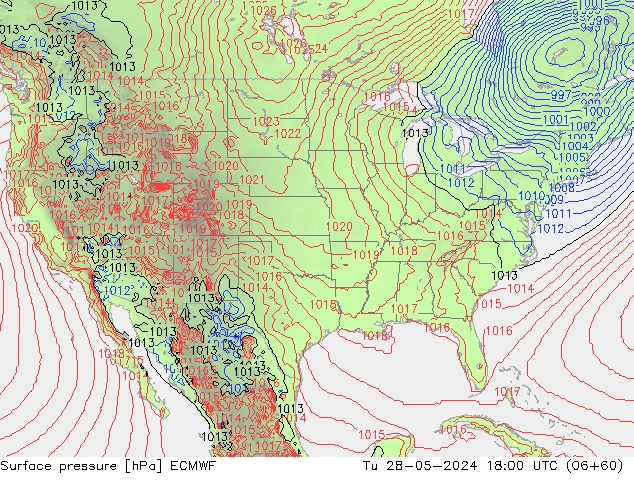 Presión superficial ECMWF mar 28.05.2024 18 UTC