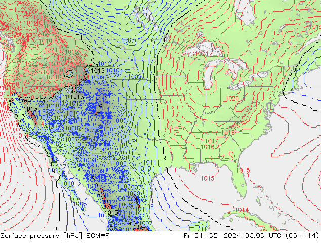 pressão do solo ECMWF Sex 31.05.2024 00 UTC