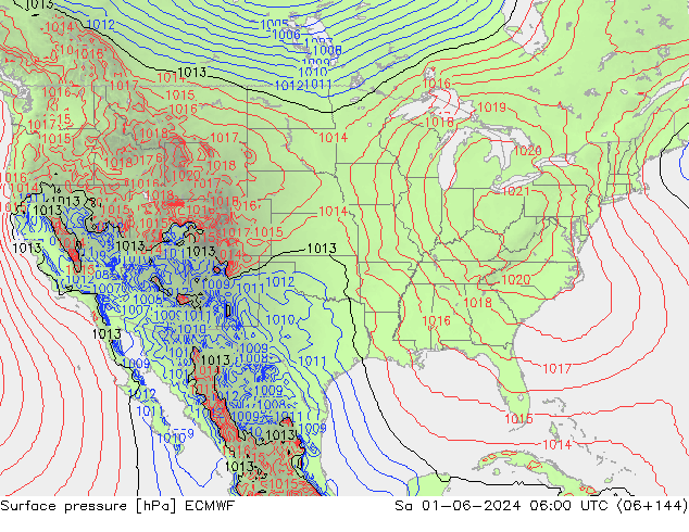 ciśnienie ECMWF so. 01.06.2024 06 UTC