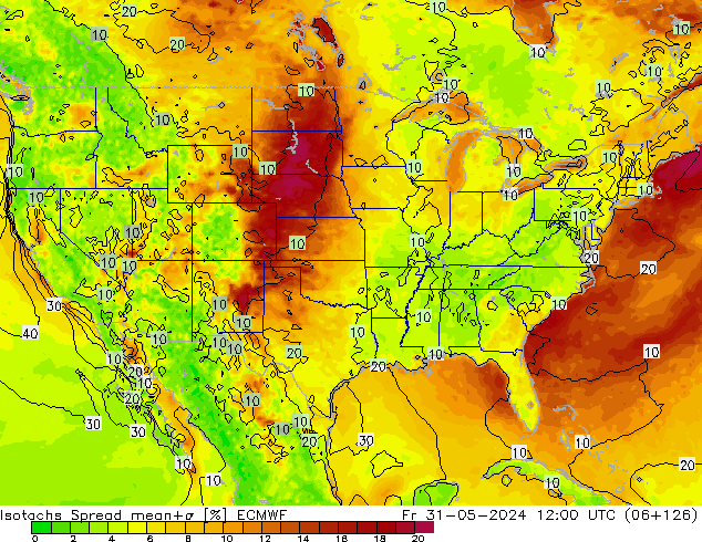 Isotachs Spread ECMWF Sex 31.05.2024 12 UTC