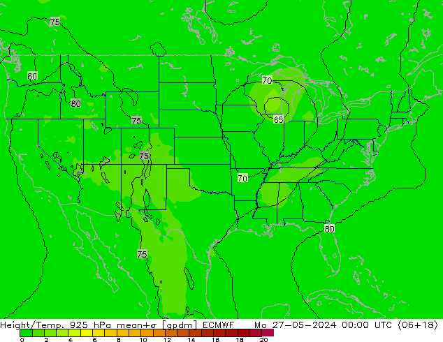 Géop./Temp. 925 hPa ECMWF lun 27.05.2024 00 UTC