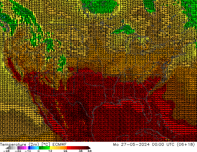 Temperature (2m) ECMWF Mo 27.05.2024 00 UTC