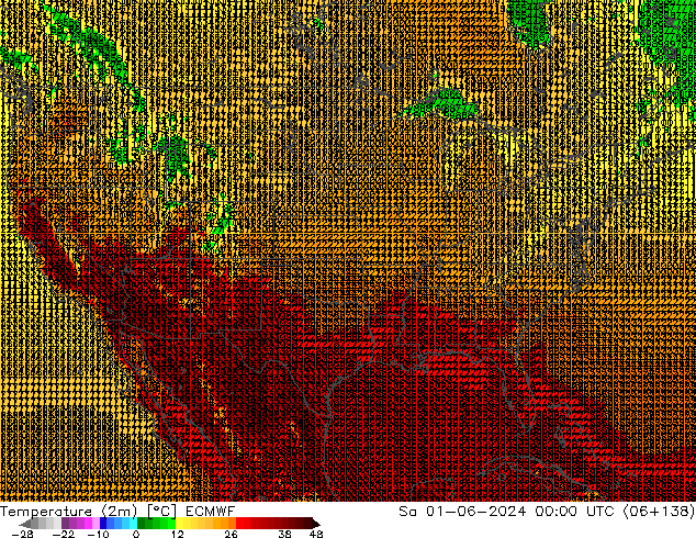 Sıcaklık Haritası (2m) ECMWF Cts 01.06.2024 00 UTC