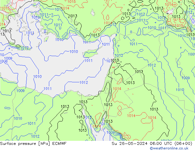 Luchtdruk (Grond) ECMWF zo 26.05.2024 06 UTC