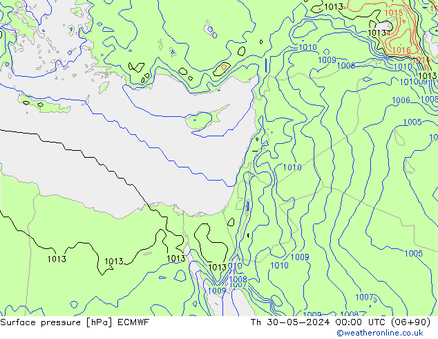 pressão do solo ECMWF Qui 30.05.2024 00 UTC