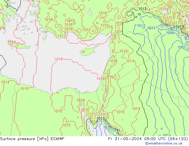 pressão do solo ECMWF Sex 31.05.2024 06 UTC