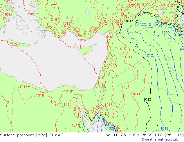 Surface pressure ECMWF Sa 01.06.2024 06 UTC