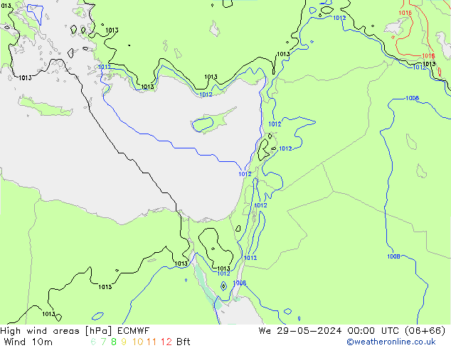 Izotacha ECMWF śro. 29.05.2024 00 UTC