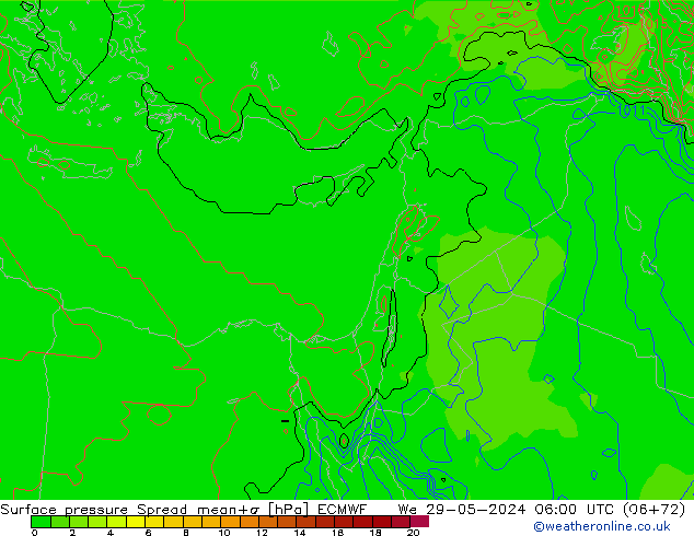 Yer basıncı Spread ECMWF Çar 29.05.2024 06 UTC