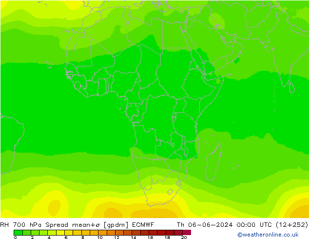 RH 700 hPa Spread ECMWF Th 06.06.2024 00 UTC