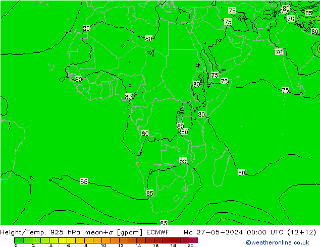 Height/Temp. 925 гПа ECMWF пн 27.05.2024 00 UTC