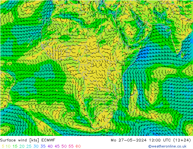 Wind 10 m ECMWF ma 27.05.2024 12 UTC