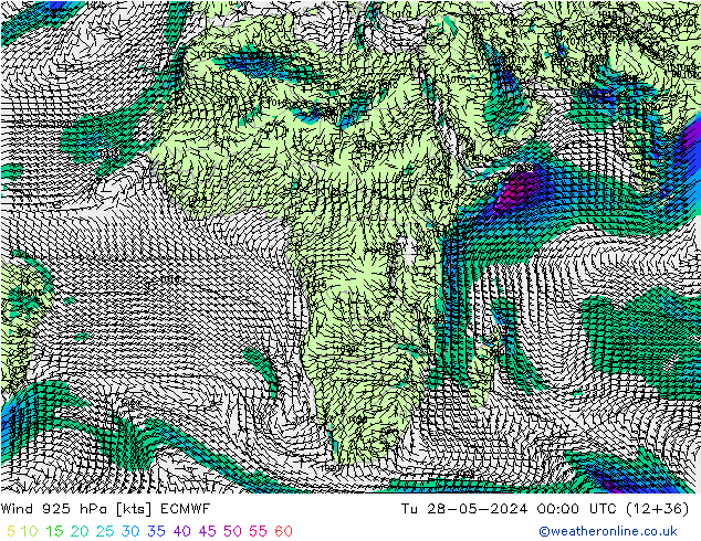 Wind 925 hPa ECMWF di 28.05.2024 00 UTC