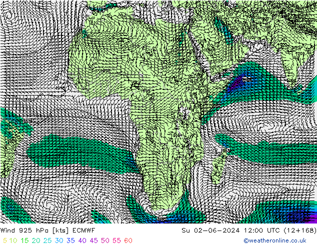 Wind 925 hPa ECMWF Su 02.06.2024 12 UTC