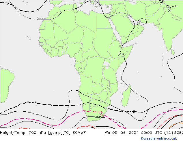 Yükseklik/Sıc. 700 hPa ECMWF Çar 05.06.2024 00 UTC