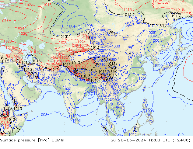 Luchtdruk (Grond) ECMWF zo 26.05.2024 18 UTC