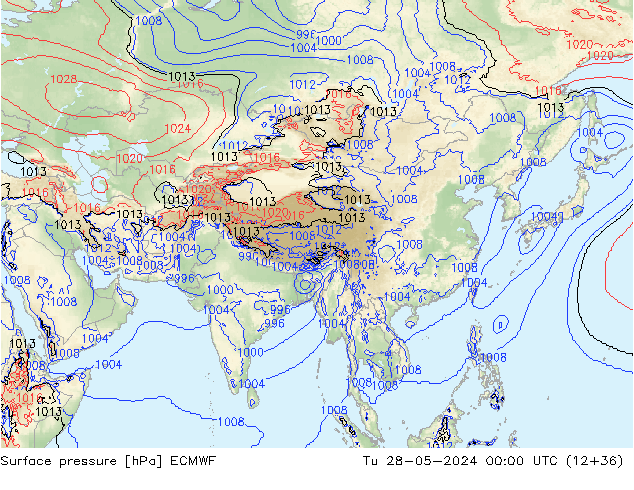 Luchtdruk (Grond) ECMWF di 28.05.2024 00 UTC