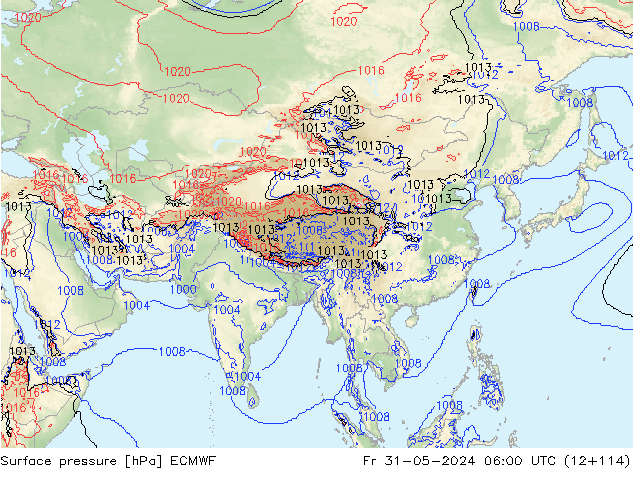 Atmosférický tlak ECMWF Pá 31.05.2024 06 UTC