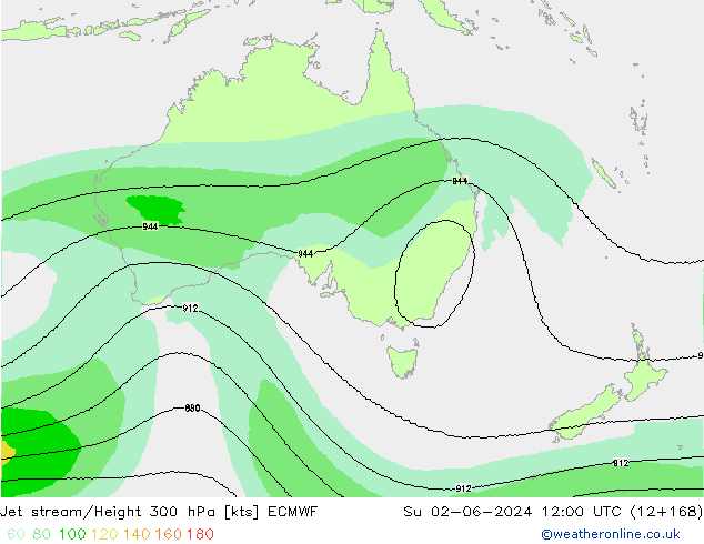 Jet stream/Height 300 hPa ECMWF Su 02.06.2024 12 UTC